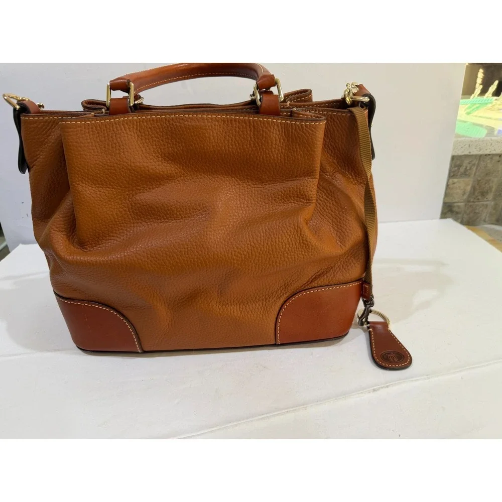Dooney & Bourke Pebble Grain Brenna Satchel Carmel Excellent Condition COA